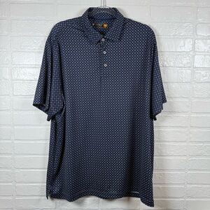 Cremieux Performance Polo Mens XL Navy Geometric Golf Shirt Summer Athleisure